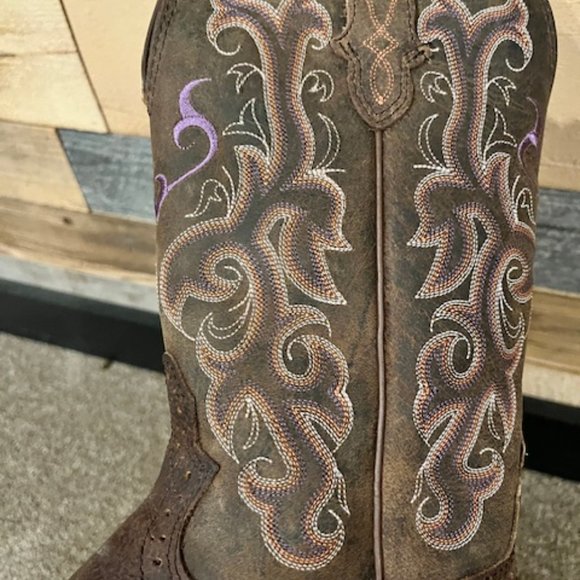 Justin Boots Shoes Justin Chocolate Puma L2562 Distressed Leather Cowboy Boots Womens 7b